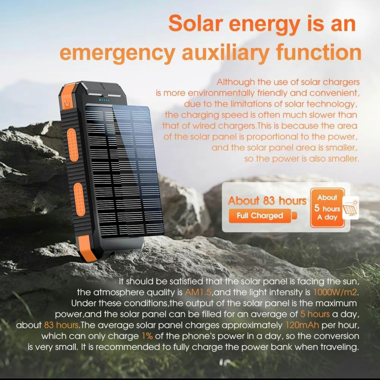Cargador solar portátil de 8000 mAh