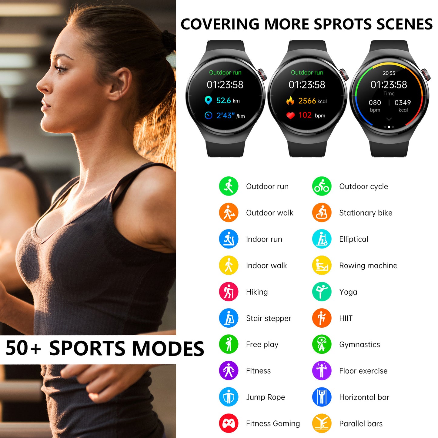 Reloj inteligente de moda para hombres y mujeres.