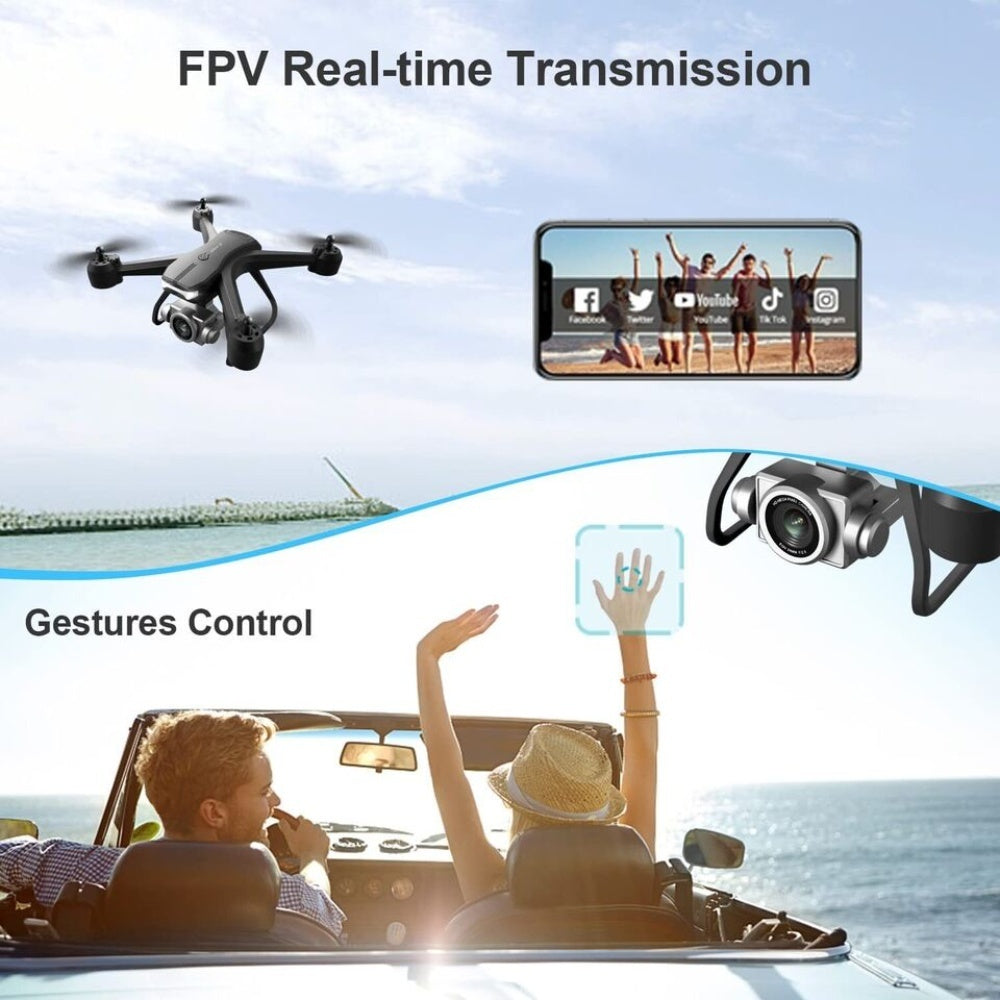 Dron profesional 6K HD con cámara dual.