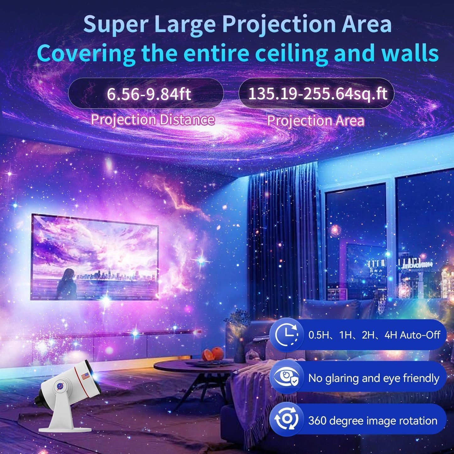 Proyector versión 2025 HD de alto brillo y proyección amplia para el hogar y el dormitorio.