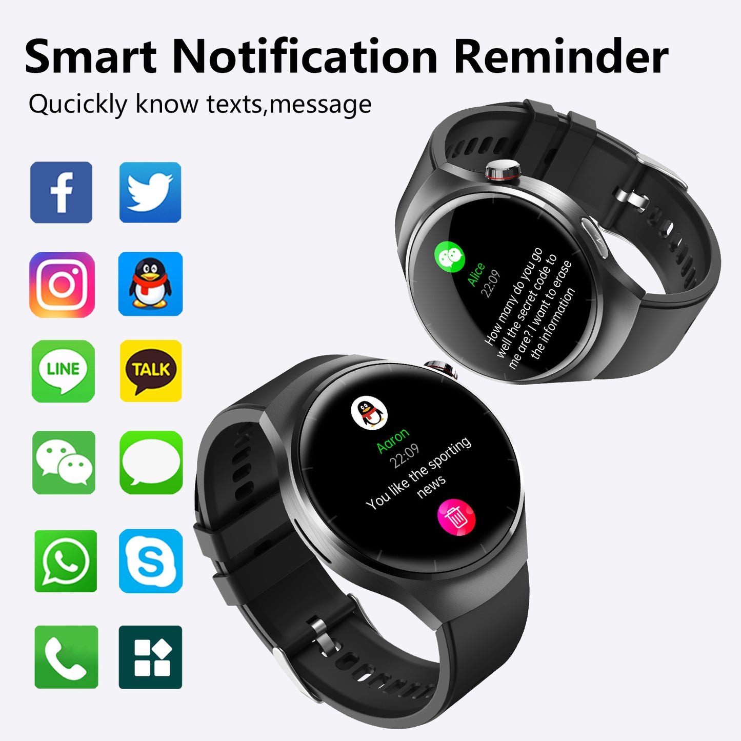 Reloj inteligente de moda para hombres y mujeres.