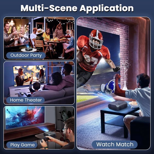Proyector con wifi 5G y BT, compatible con 4K, PC, TV Sticks y PS5.