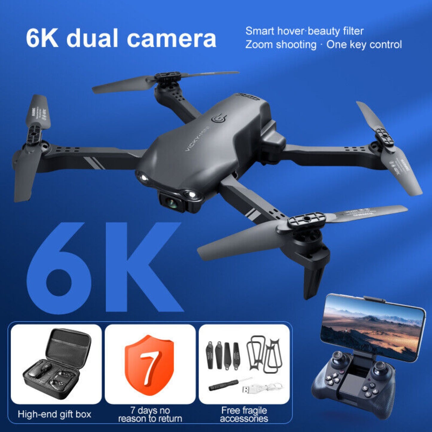 Dron RC 4DRC V13 6K HD con cámara dual