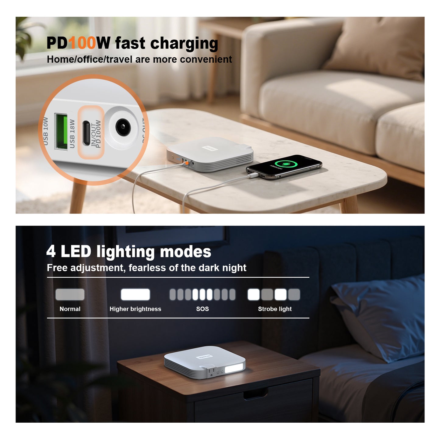 Estación de energía portátil, 100 W, 88,8 Wh, 24 000 mAh