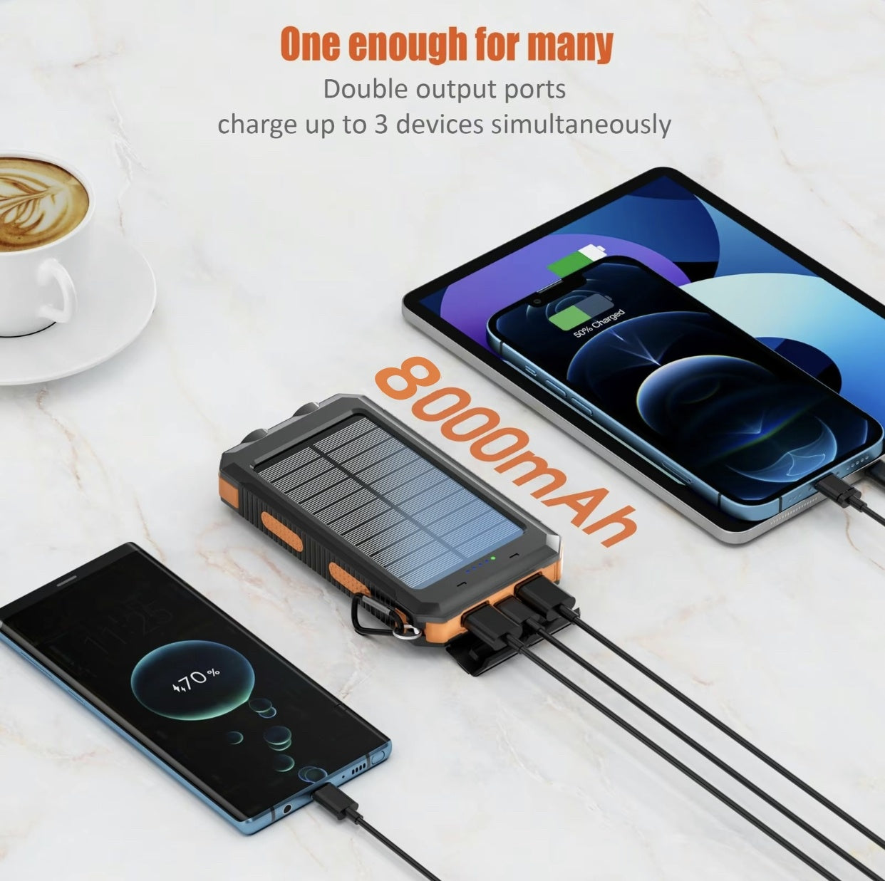 Cargador solar portátil de 8000 mAh
