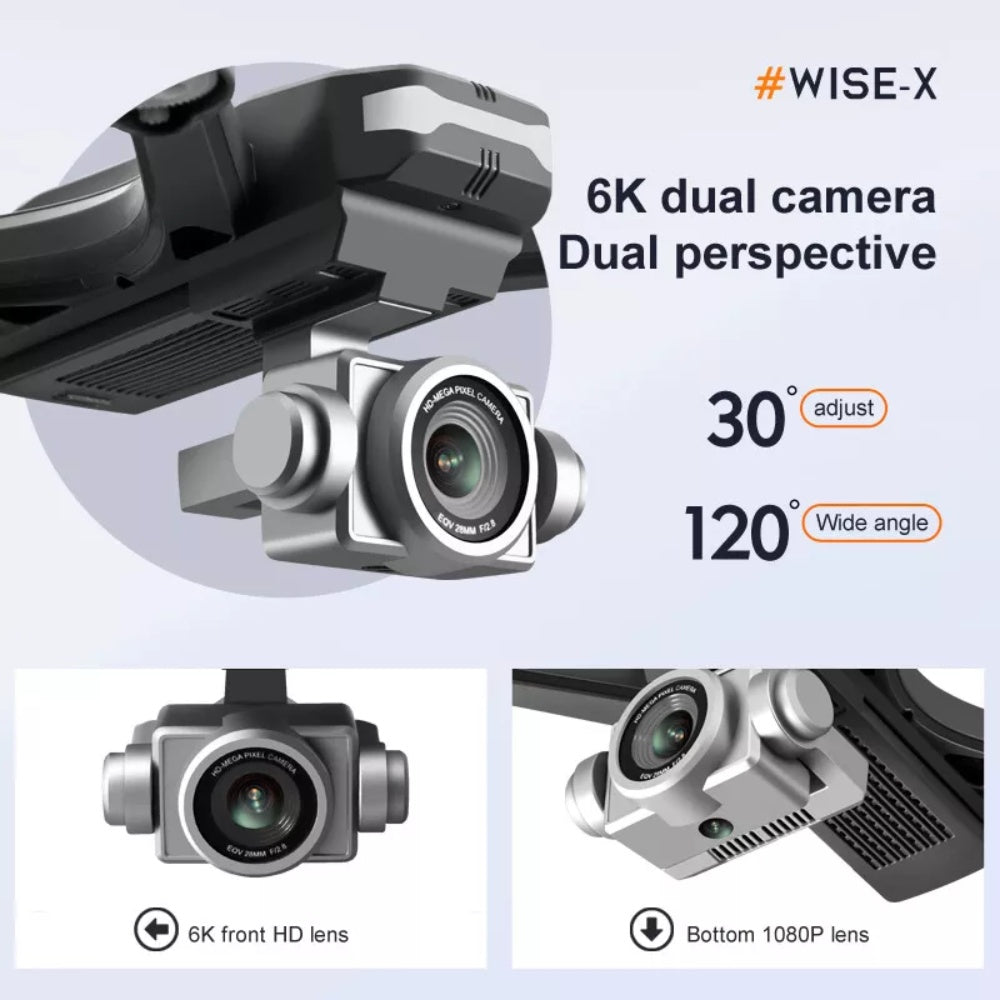 Dron profesional 6K HD con cámara dual.