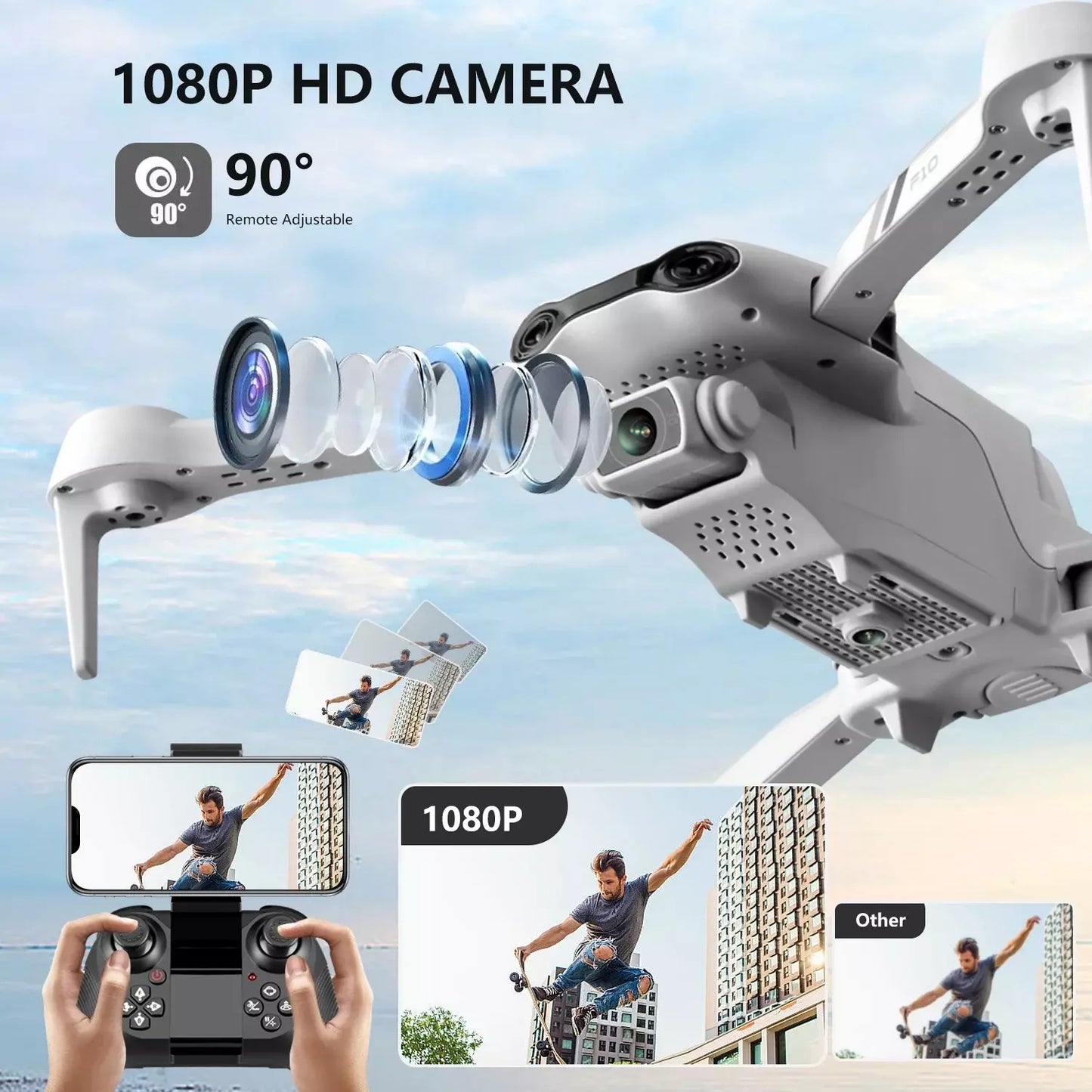 Dron plegable 4DRC F10 video 1080P HD FPV.