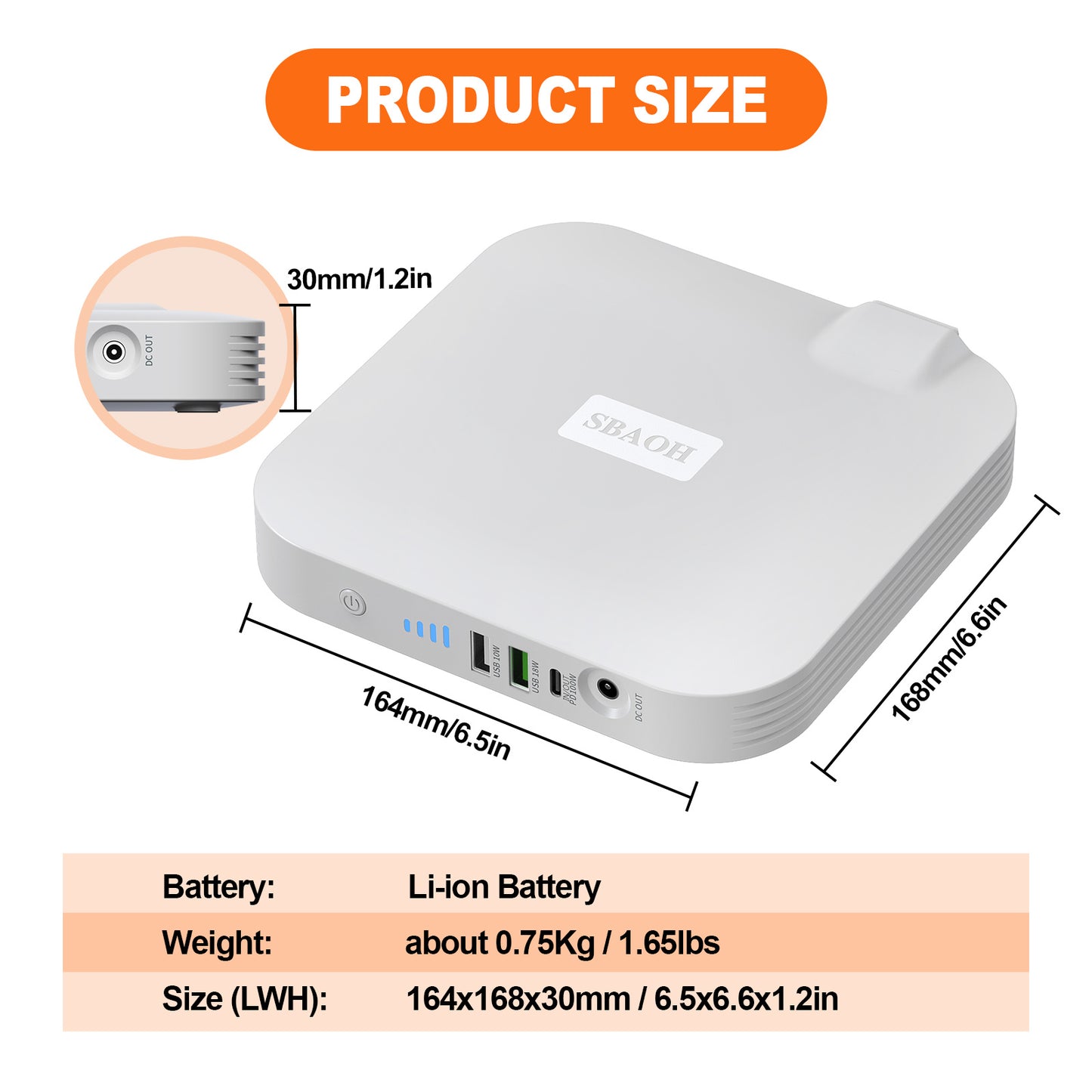 Estación de energía portátil, 100 W, 88,8 Wh, 24 000 mAh