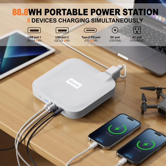 Estación de energía portátil, 100 W, 88,8 Wh, 24 000 mAh